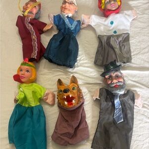 Vintage Hand Puppets Set - Colorful Character Collection